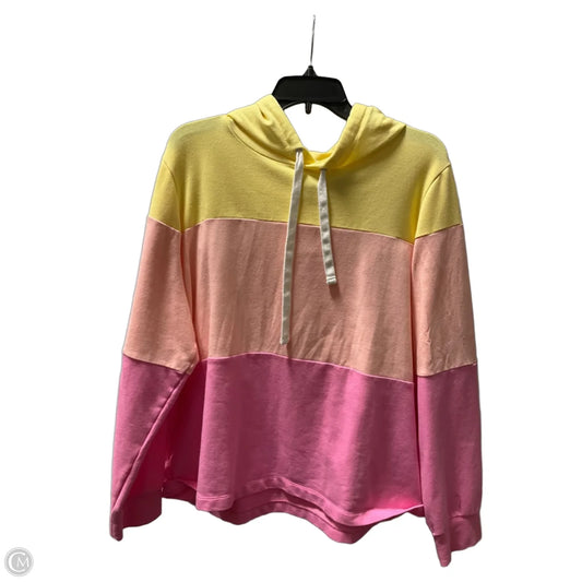 Sweatshirt Hoodie By J. Crew In Pink & Yellow, Size: Xl
