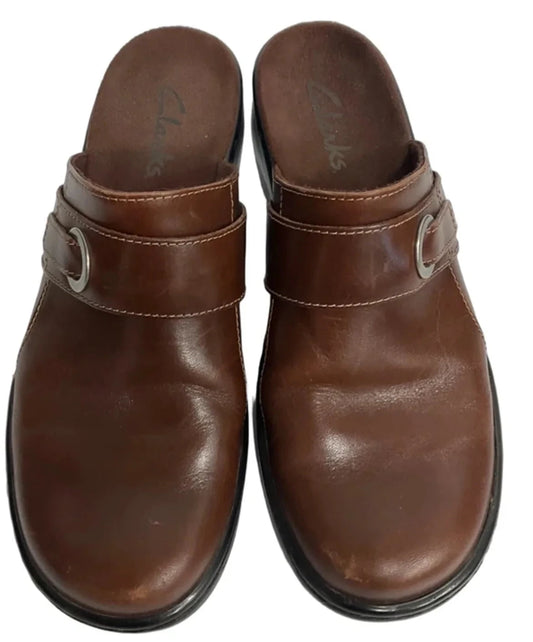 Shoes Heels Block By Clarks In Brown, Size: 7