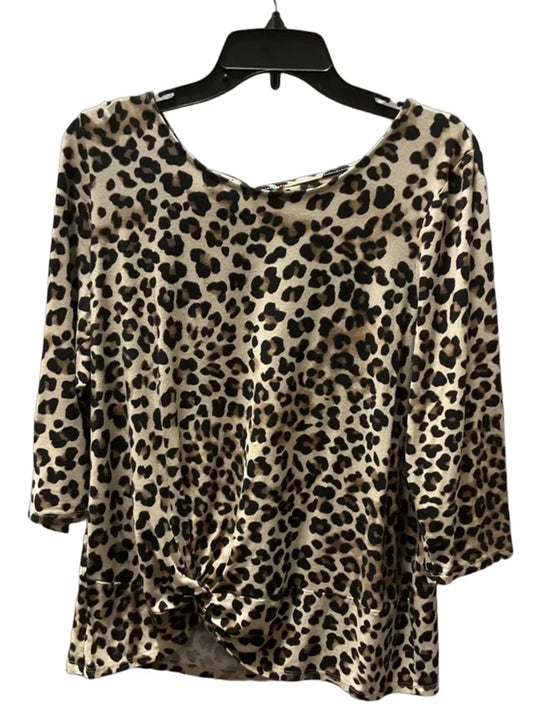 Top 3/4 Sleeve By Chicos In Leopard Print, Size: L