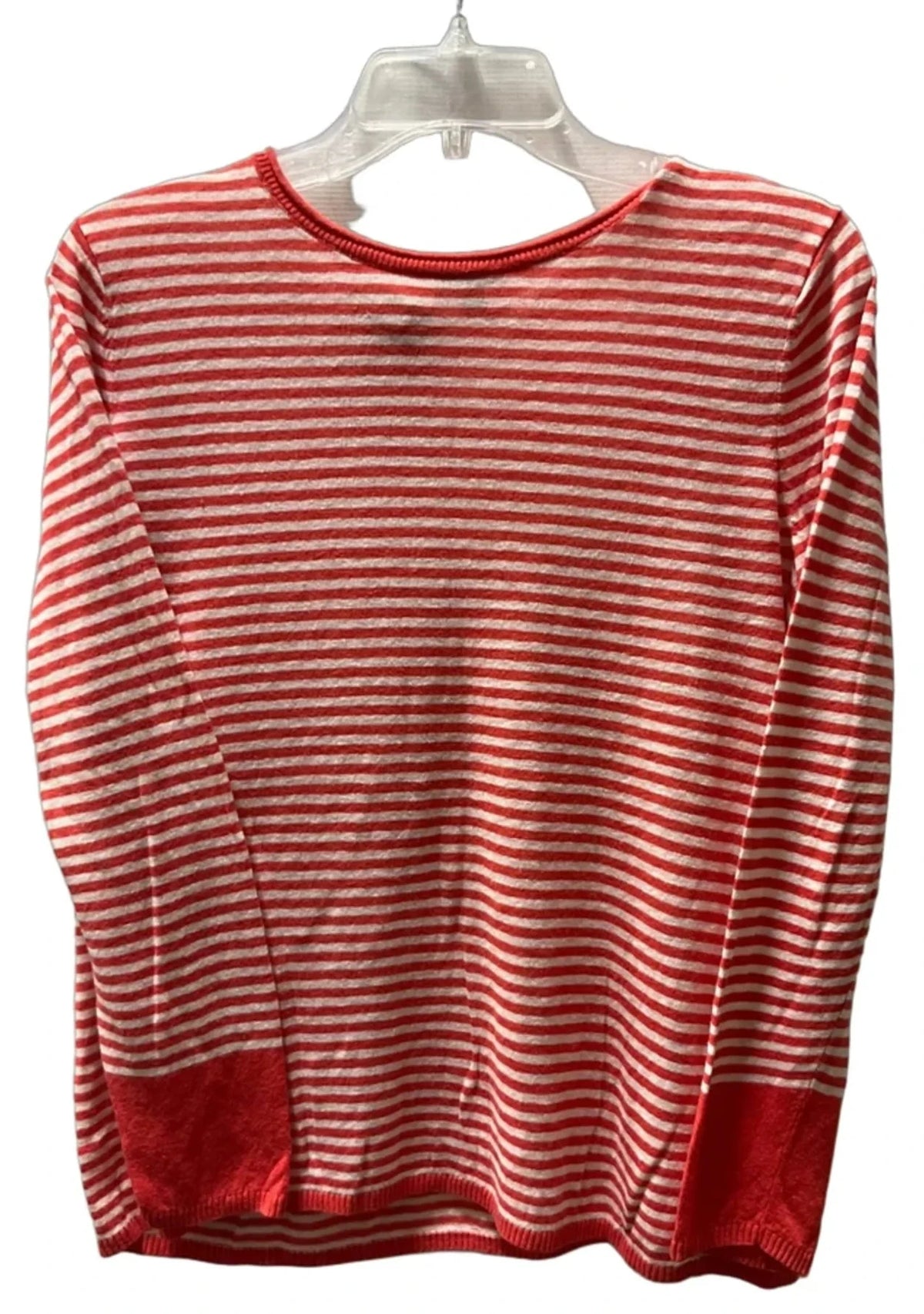 Top Long Sleeve By Talbots In Red & White, Size: L