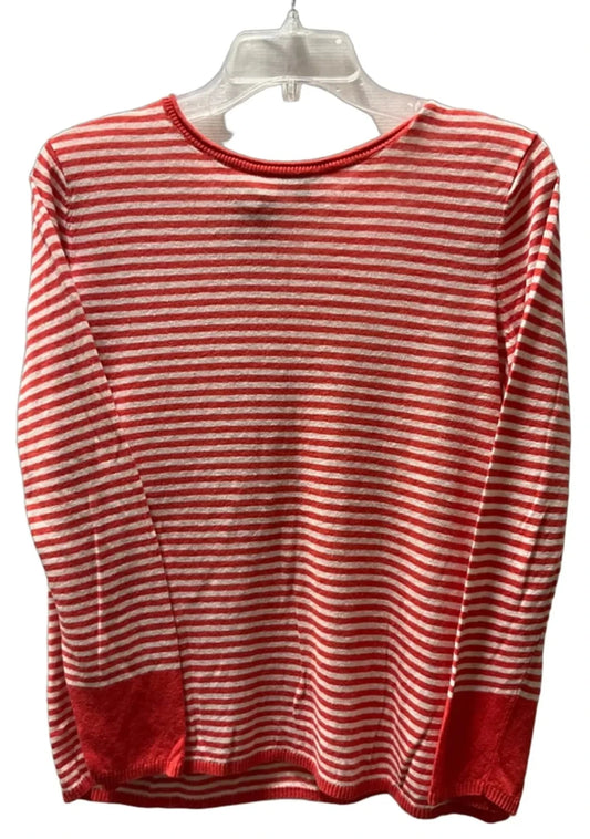 Top Long Sleeve By Talbots In Red & White, Size: L