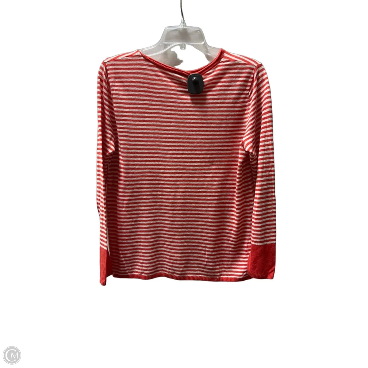 Top Long Sleeve By Talbots In Red & White, Size: L