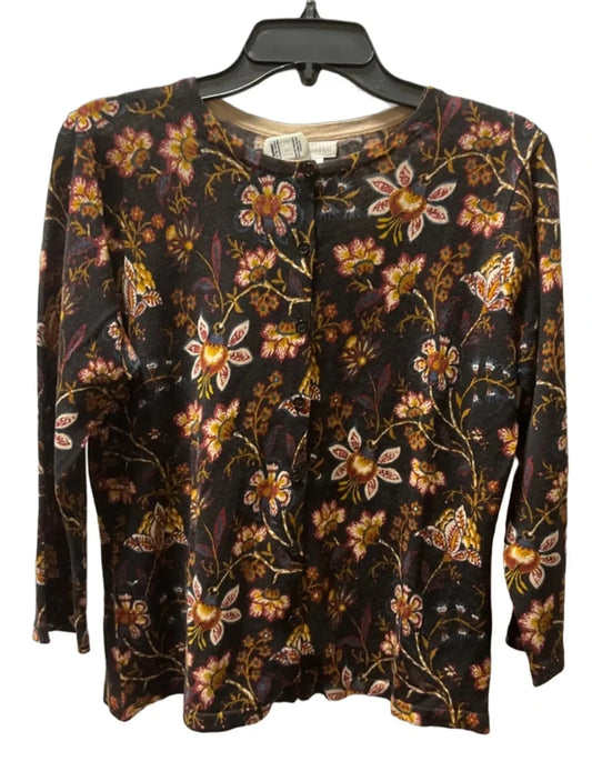 Cardigan By Garnet Hill In Floral Print, Size: M