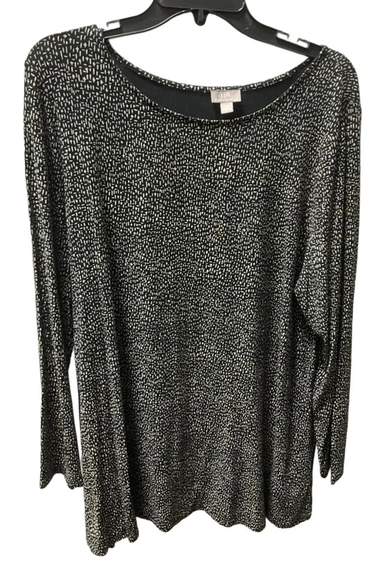 Top Long Sleeve By J. Jill In Black & White, Size: Xl