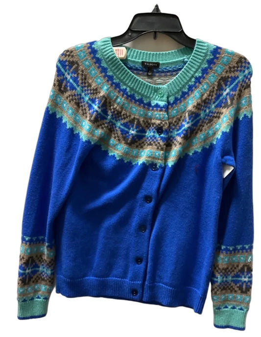 Sweater Cardigan By Talbots In Blue & Green, Size: S