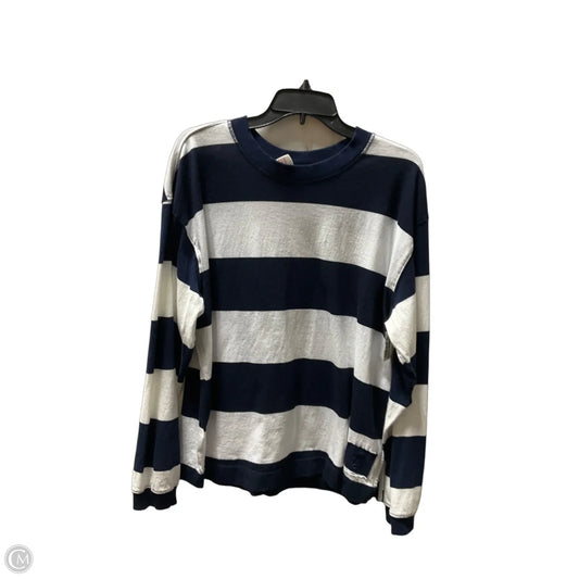 Top Long Sleeve By Free People In Blue & White, Size: S