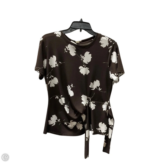 Top Short Sleeve By Nine West Apparel In Brown & Cream, Size: M