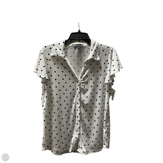 Top Short Sleeve By Adrianna Papell In Polkadot Pattern, Size: L