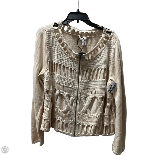 Sweater Cardigan By Chicos In Beige, Size: Xl