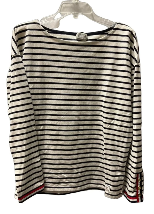 Top Long Sleeve By Talbots In Striped Pattern, Size: M