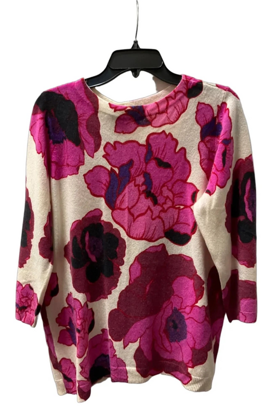 Sweater Cashmere By Talbots In Floral Print, Size: 1x