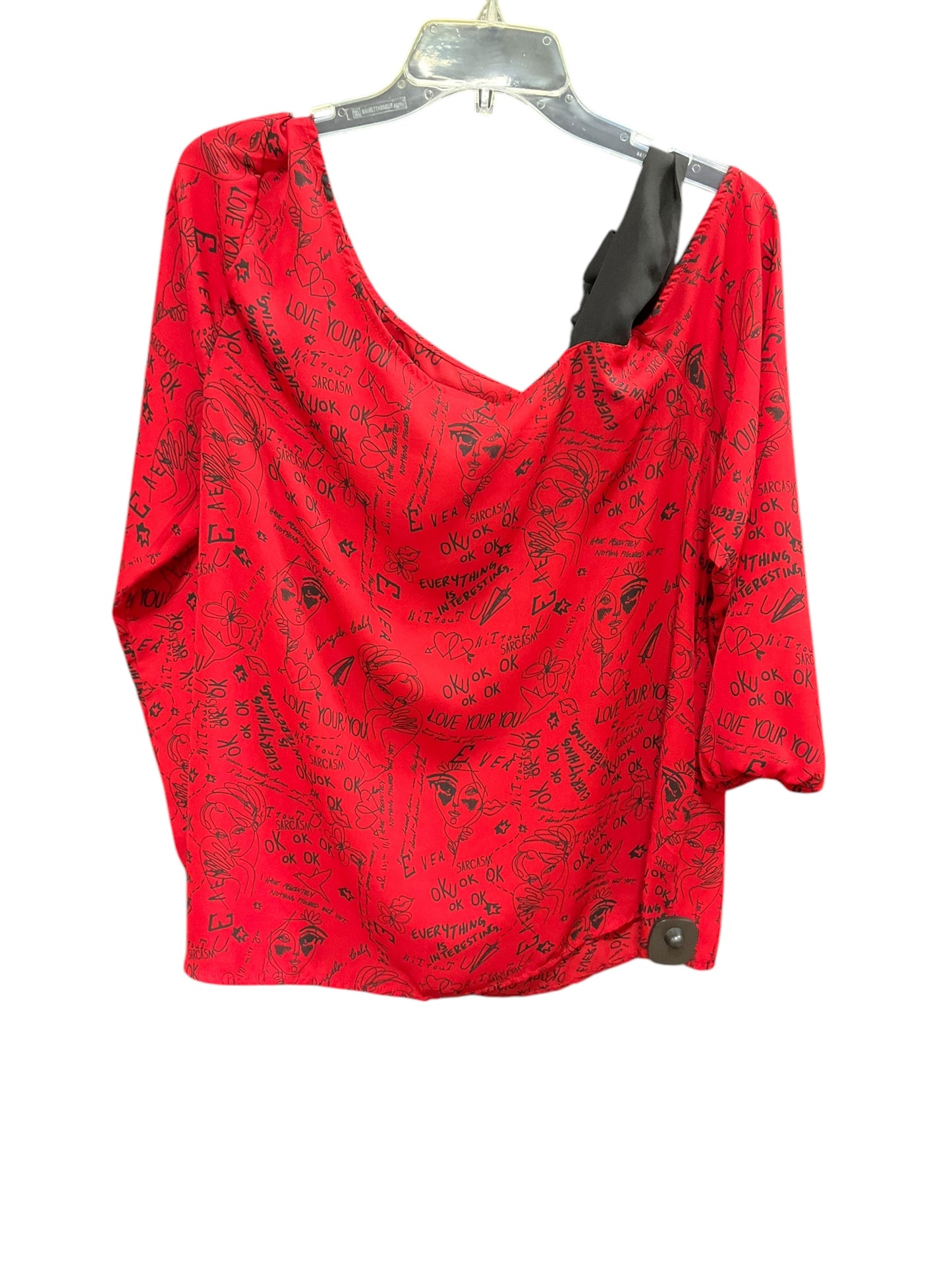 Top Long Sleeve By Torrid In Red Black, Size: L