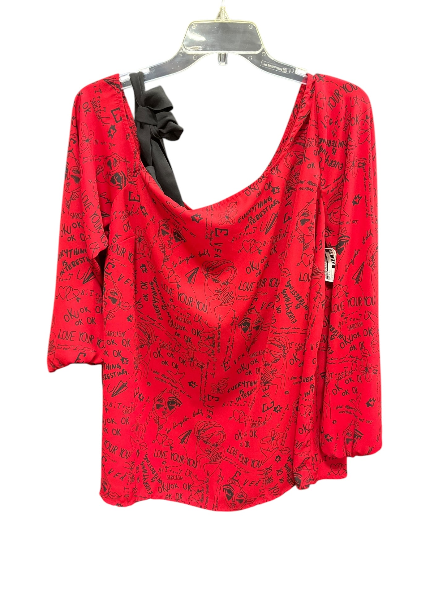 Top Long Sleeve By Torrid In Red Black, Size: L