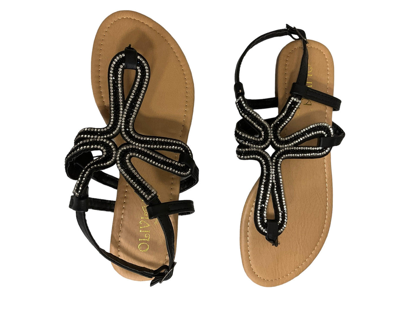 Black Sandals Flip Flops Olivia Miller, Size 6