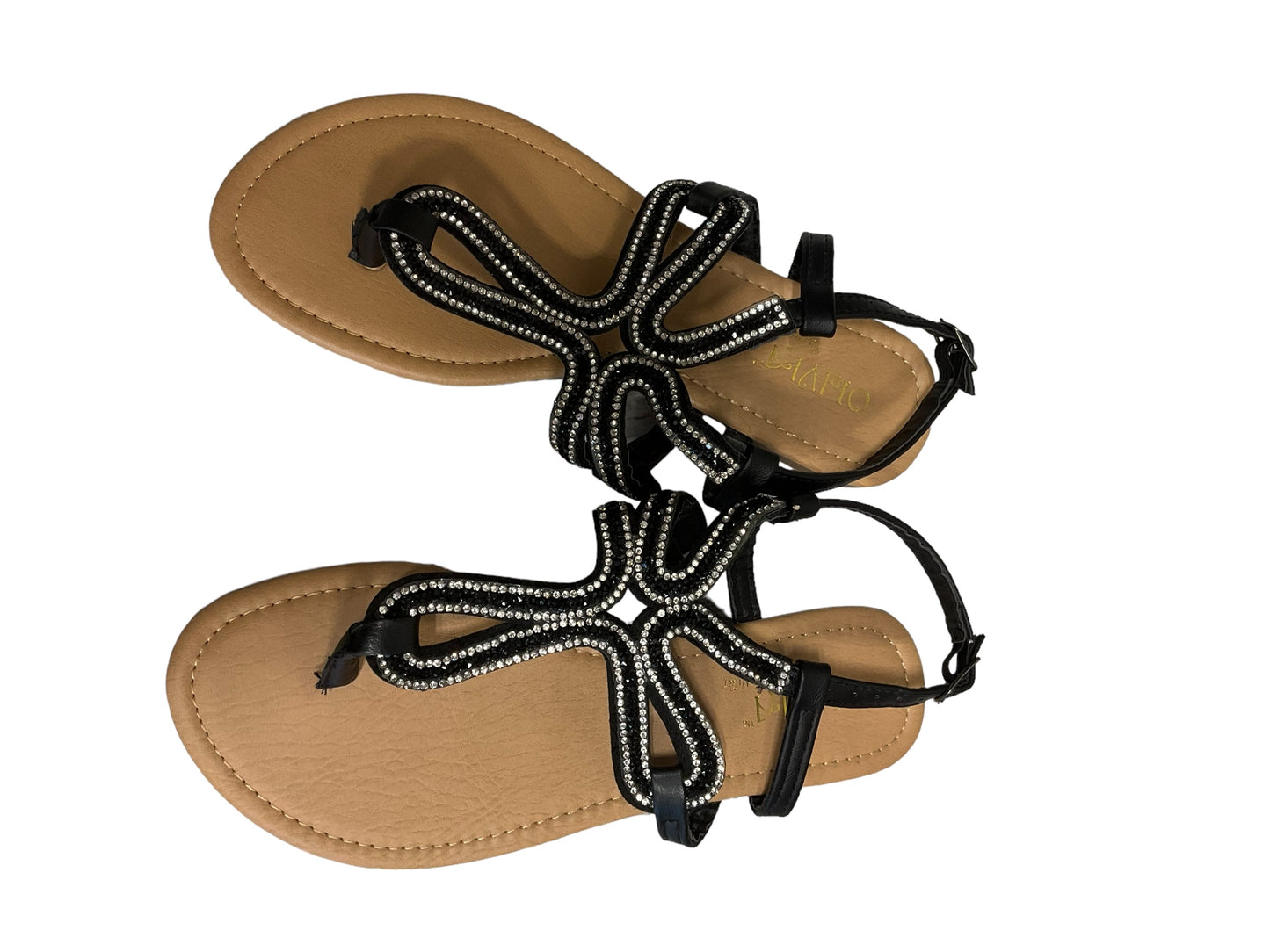 Black Sandals Flip Flops Olivia Miller, Size 6