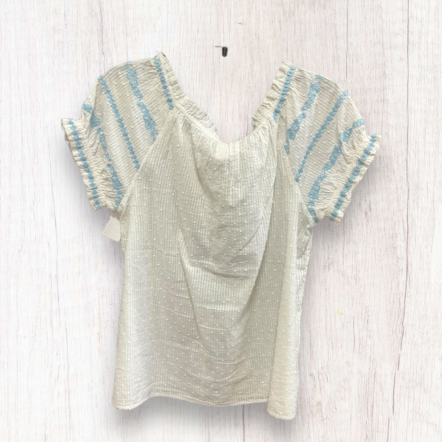 Blue & Cream Top Short Sleeve Bila, Size M