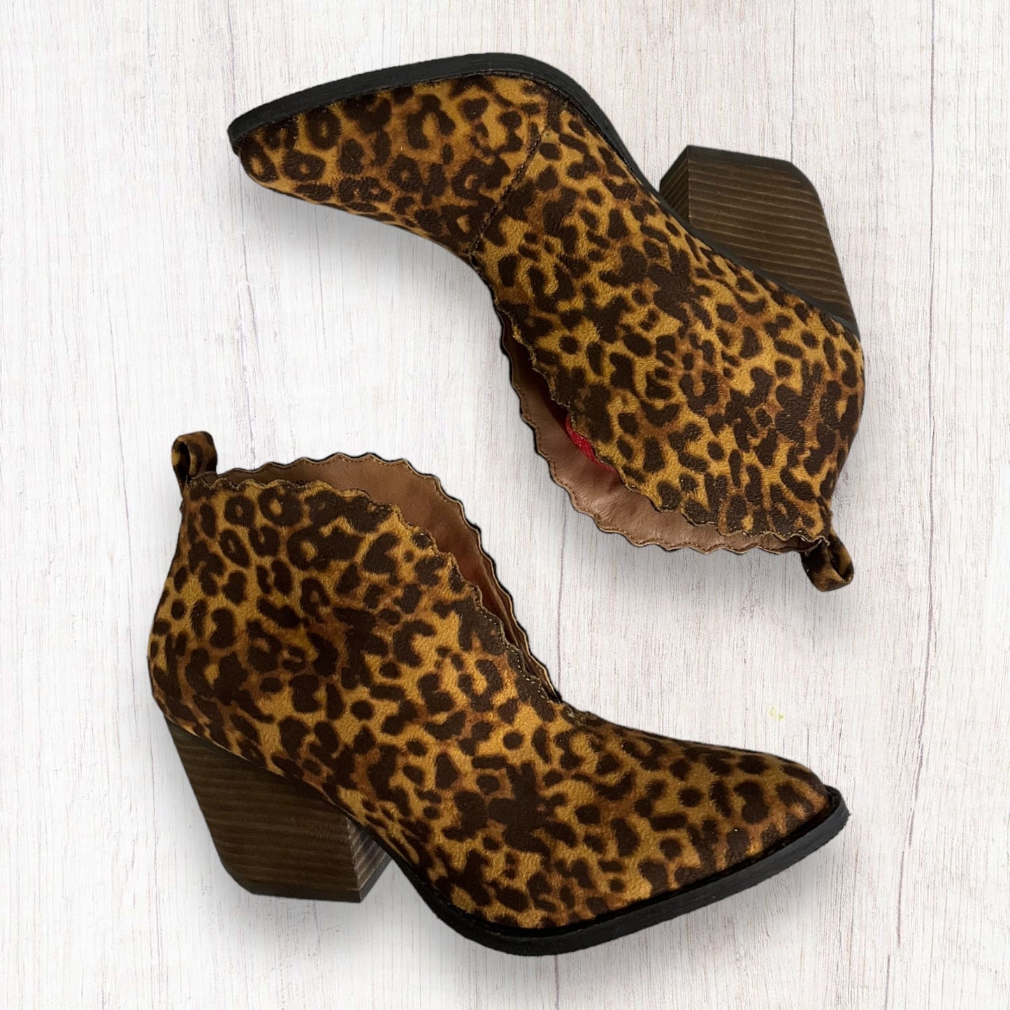 Animal Print Boots Ankle Heels Coconuts, Size 8