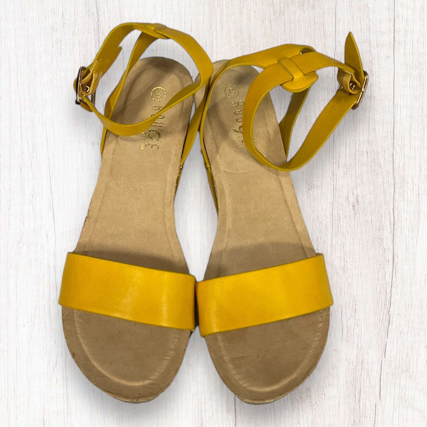 Yellow Sandals Heels Block Rouge, Size 8