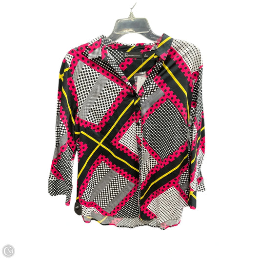 Blouse Long Sleeve By New York And Co In Pink & White, Size: L