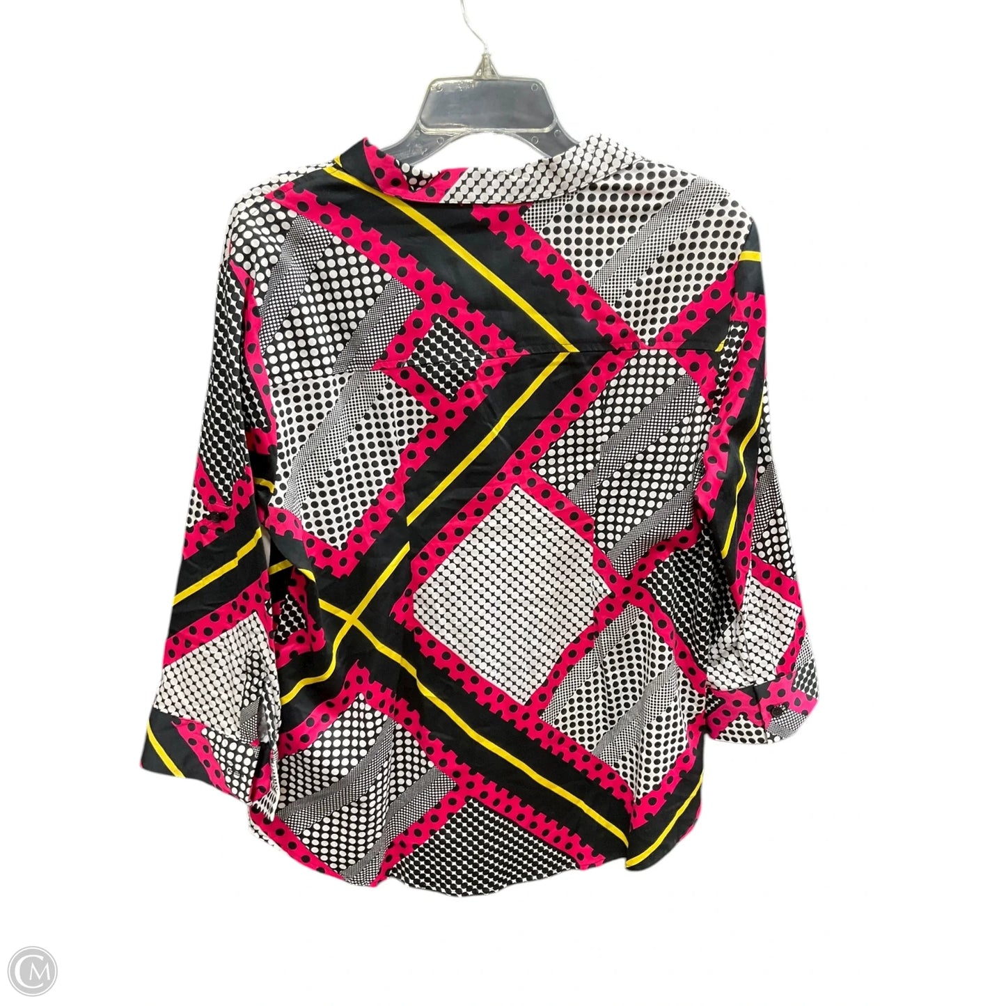 Blouse Long Sleeve By New York And Co In Pink & White, Size: L
