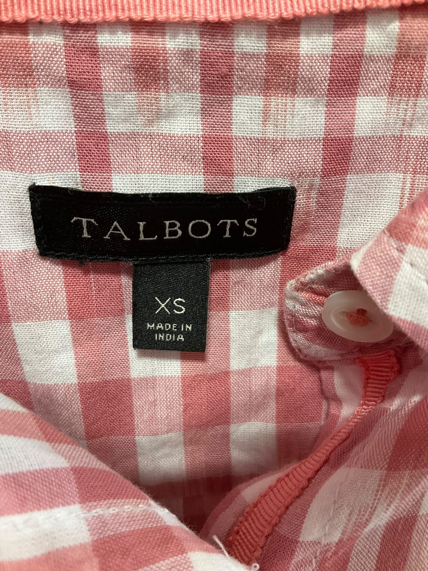 Blouse Long Sleeve By Talbots In Plaid Pattern, Size: Xs