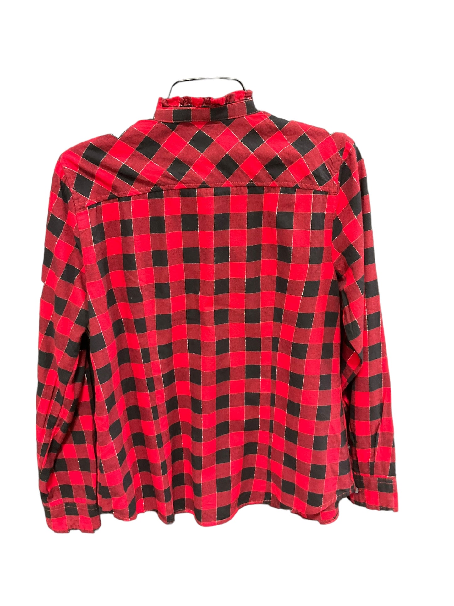 Blouse Long Sleeve By J. Crew In Plaid Pattern, Size: M