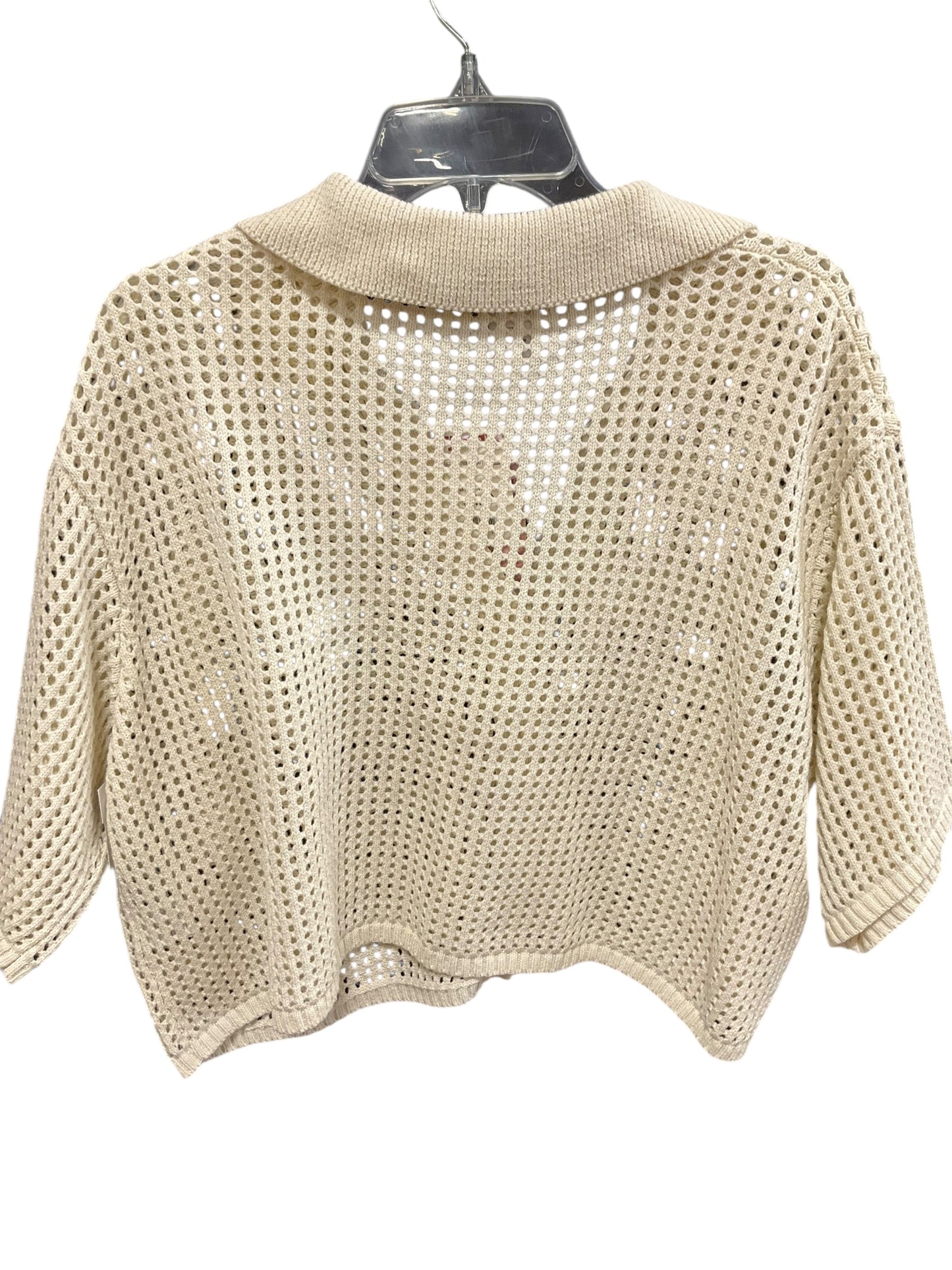 Sweater Cardigan By Clothes Mentor In Cream, Size: L