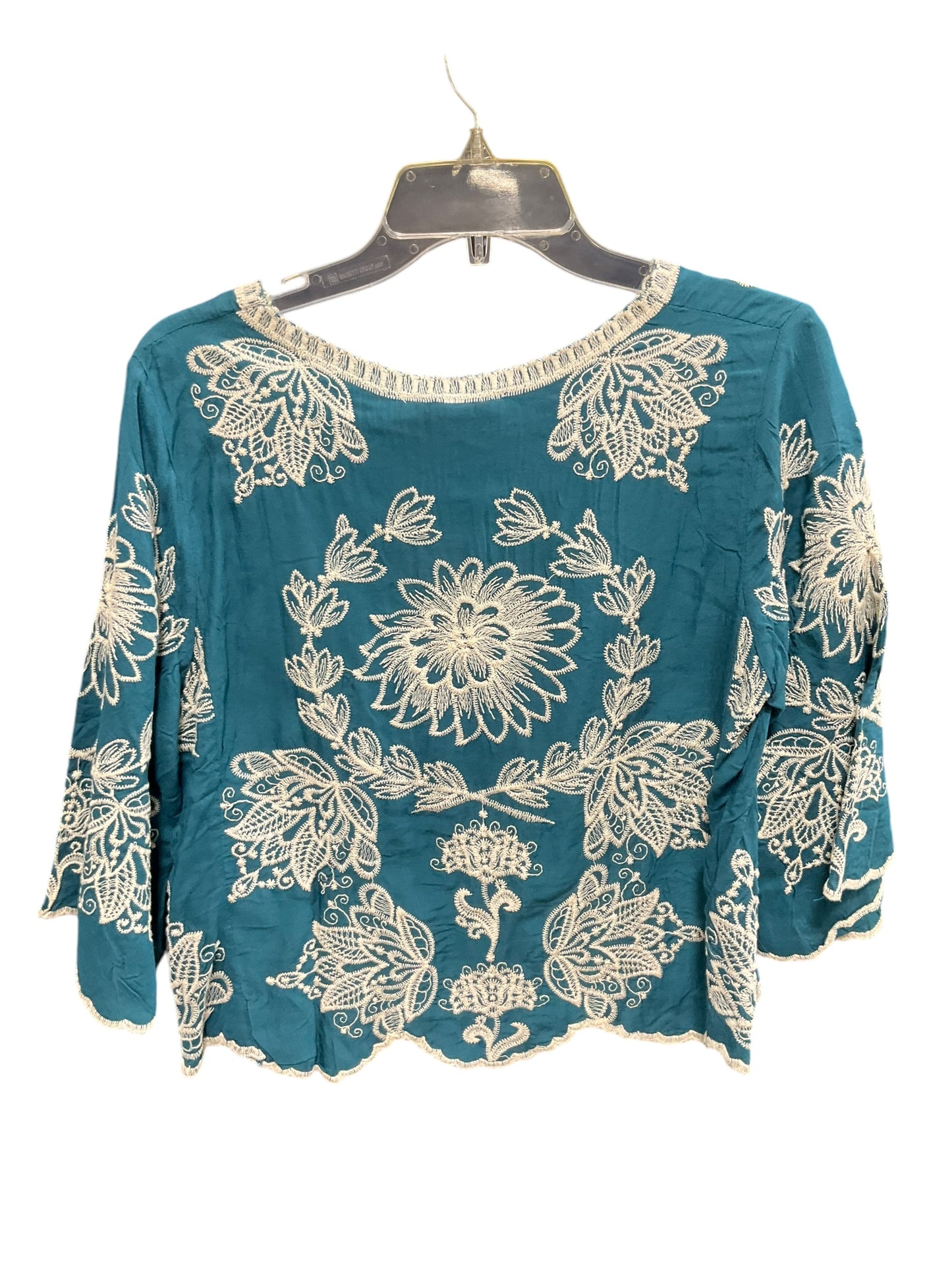 Top 3/4 Sleeve By Solitaire In Teal, Size: M