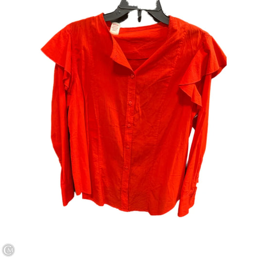 Blouse Long Sleeve By Clothes Mentor In Orange, Size: S