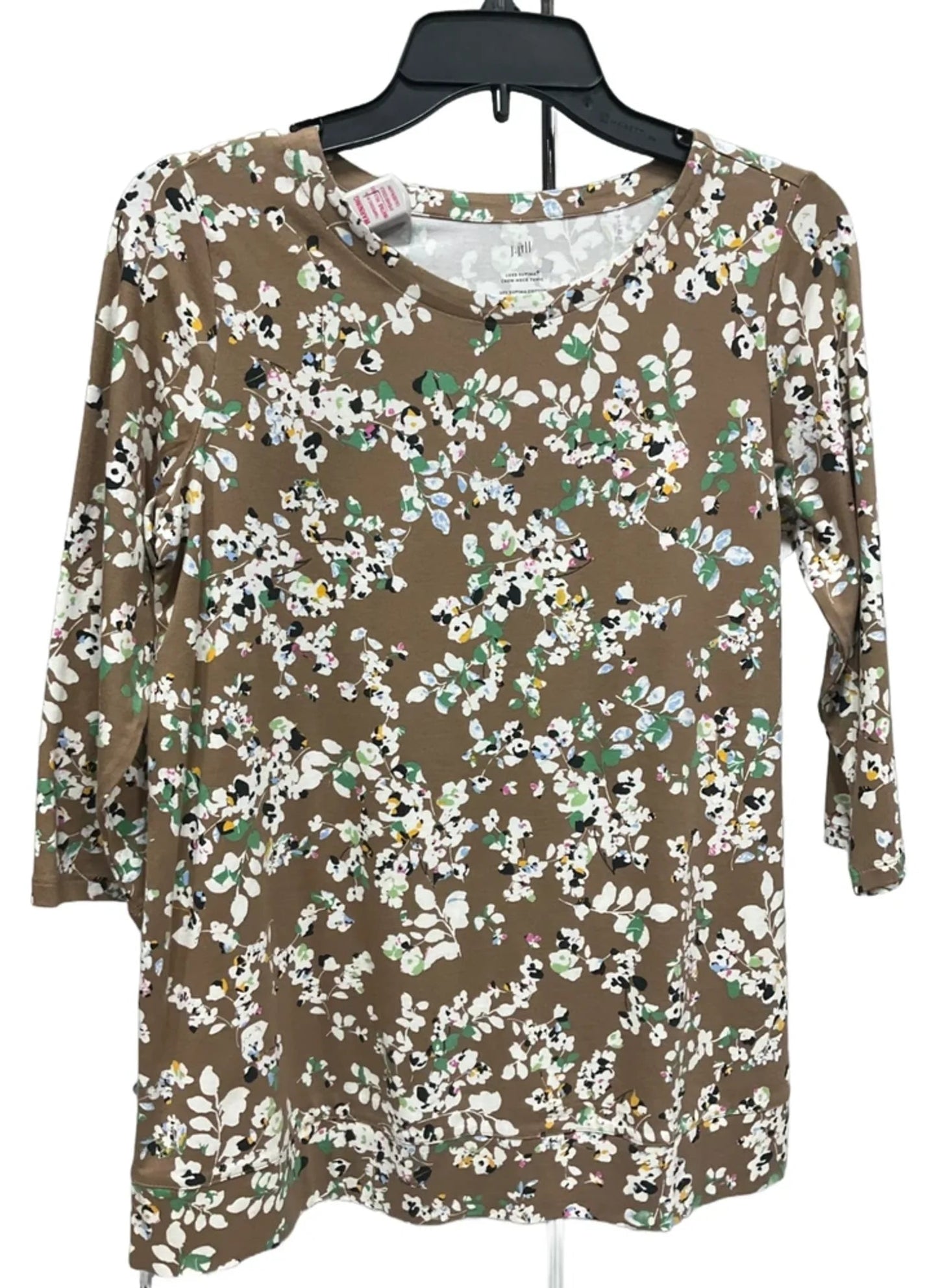 Top 3/4 Sleeve Basic By J. Jill In Floral Print, Size: Xs