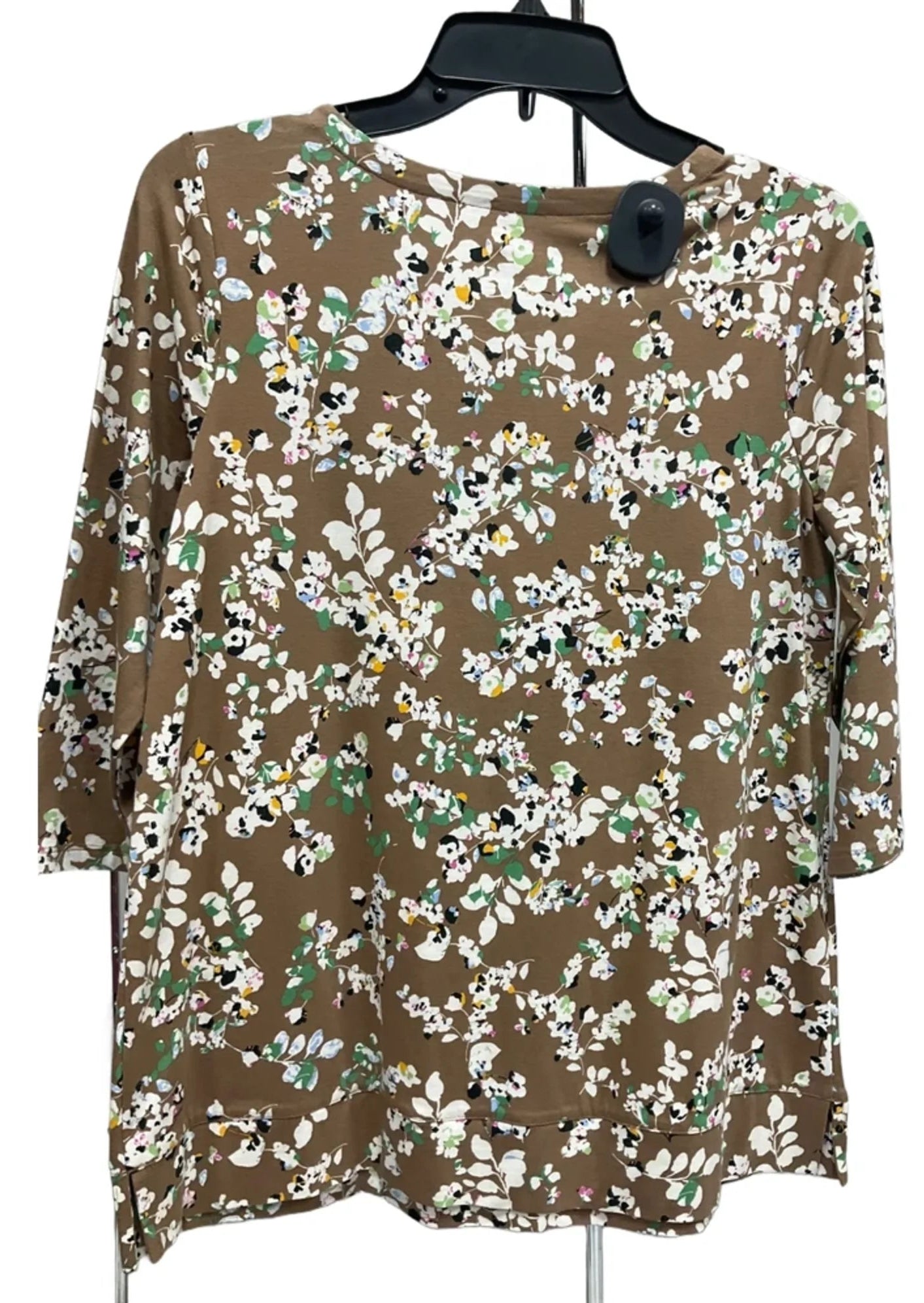 Top 3/4 Sleeve Basic By J. Jill In Floral Print, Size: Xs