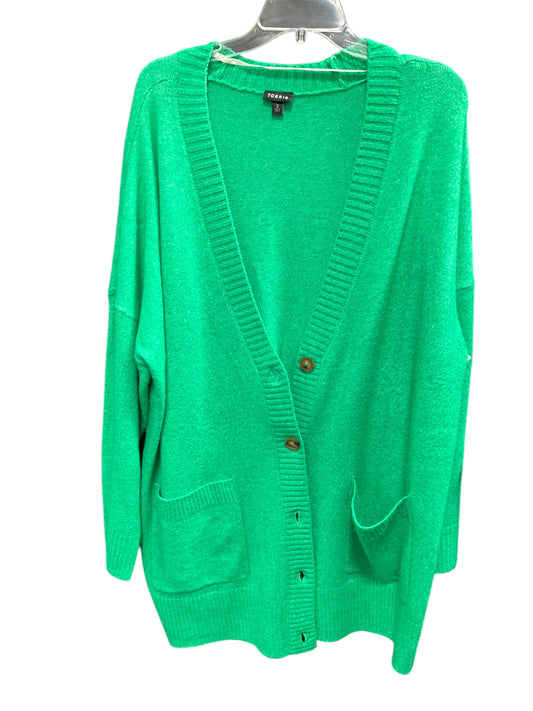 Sweater Cardigan By Torrid In Green, Size: 1x