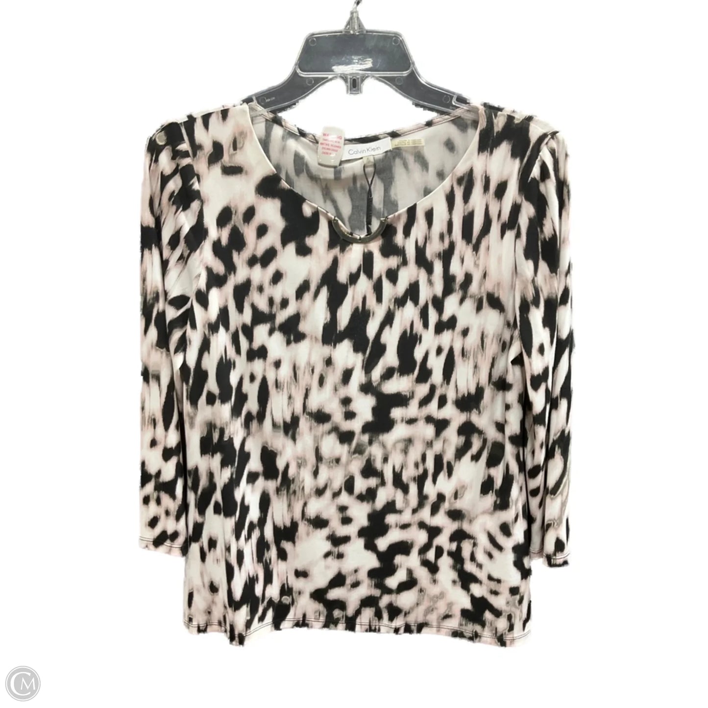 Top 3/4 Sleeve By Calvin Klein In Animal Print, Size: S
