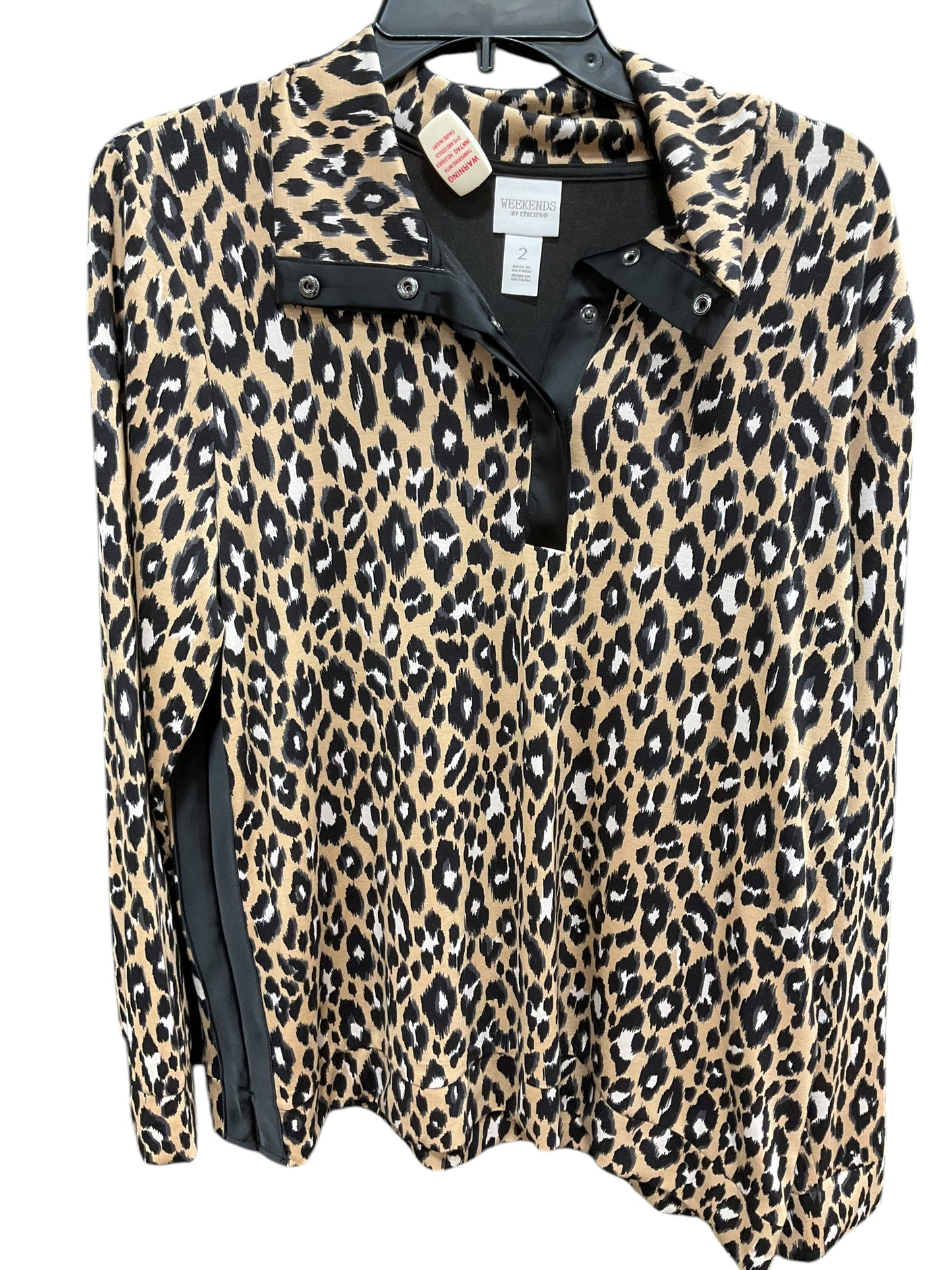 Athletic Jacket By Chicos In Animal Print, Size: Xs