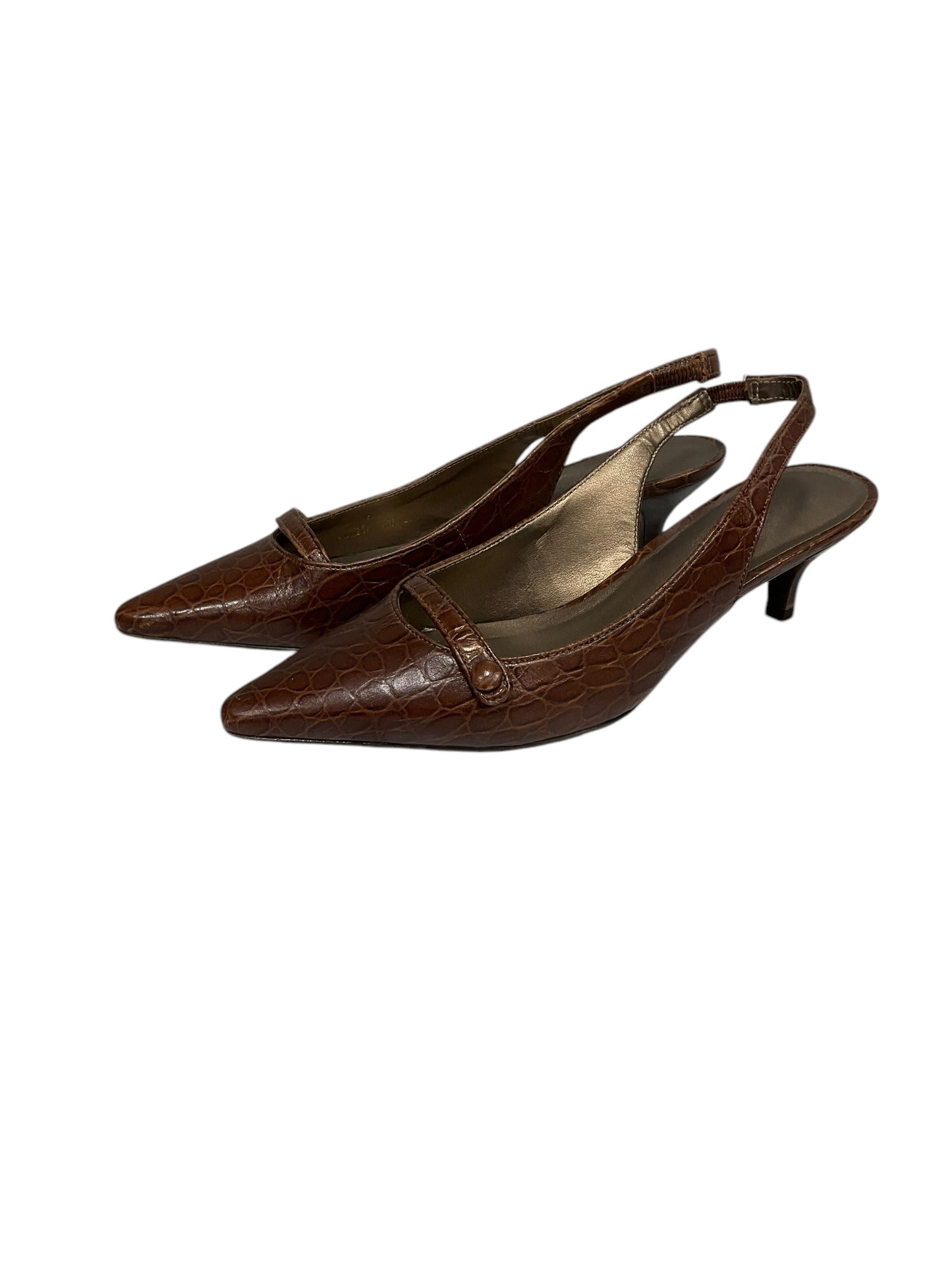 Shoes Heels Kitten By Talbots In Brown, Size: 7