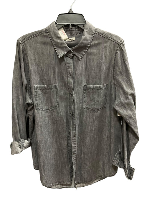 Blouse Long Sleeve By Falls Creek In Grey, Size: L