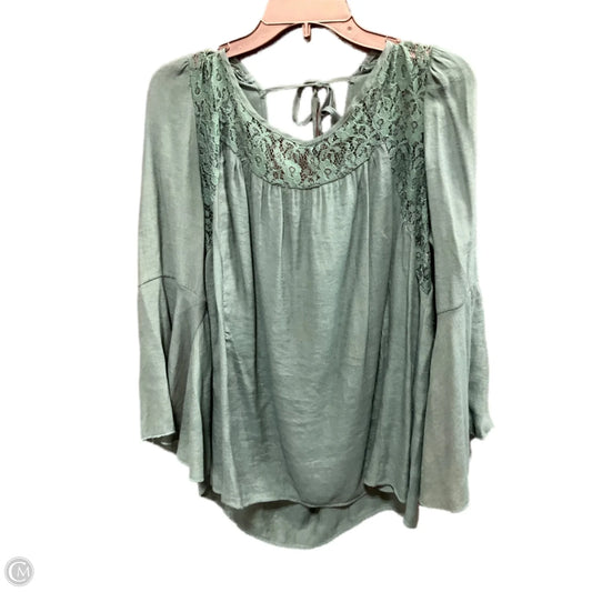 Top Long Sleeve By Unique Spectrum In Green, Size: 1x
