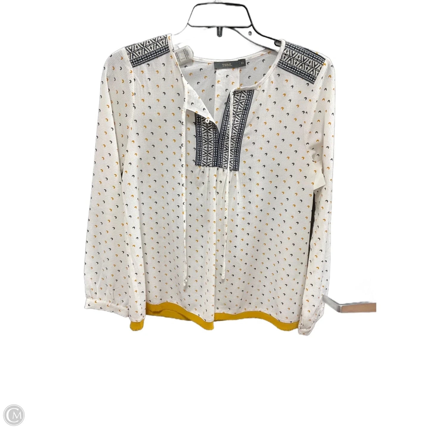 Top Long Sleeve By Thml In Blue & Yellow, Size: Xs