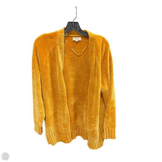 Sweater Cardigan By Loft In Gold, Size: L