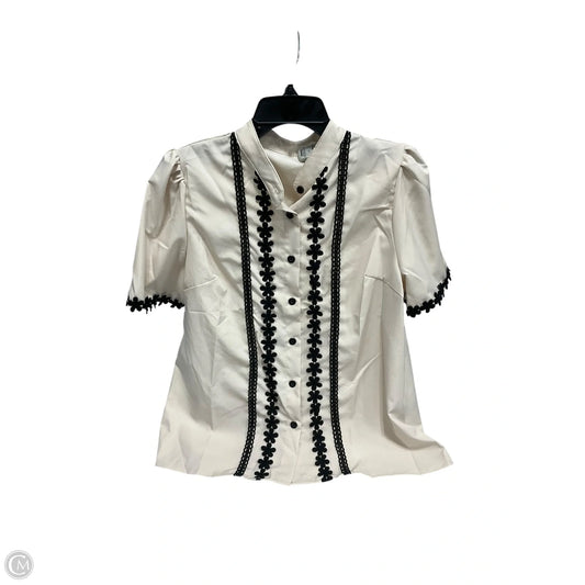Blouse Short Sleeve By Shein In Taupe, Size: L