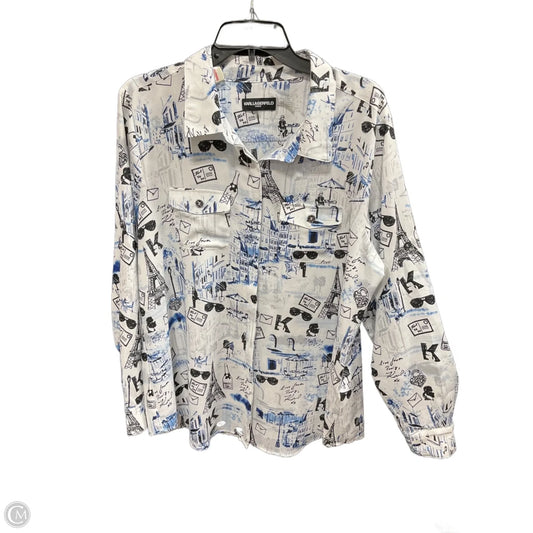 Blouse Designer By Karl Lagerfeld In Blue, Size: Xl
