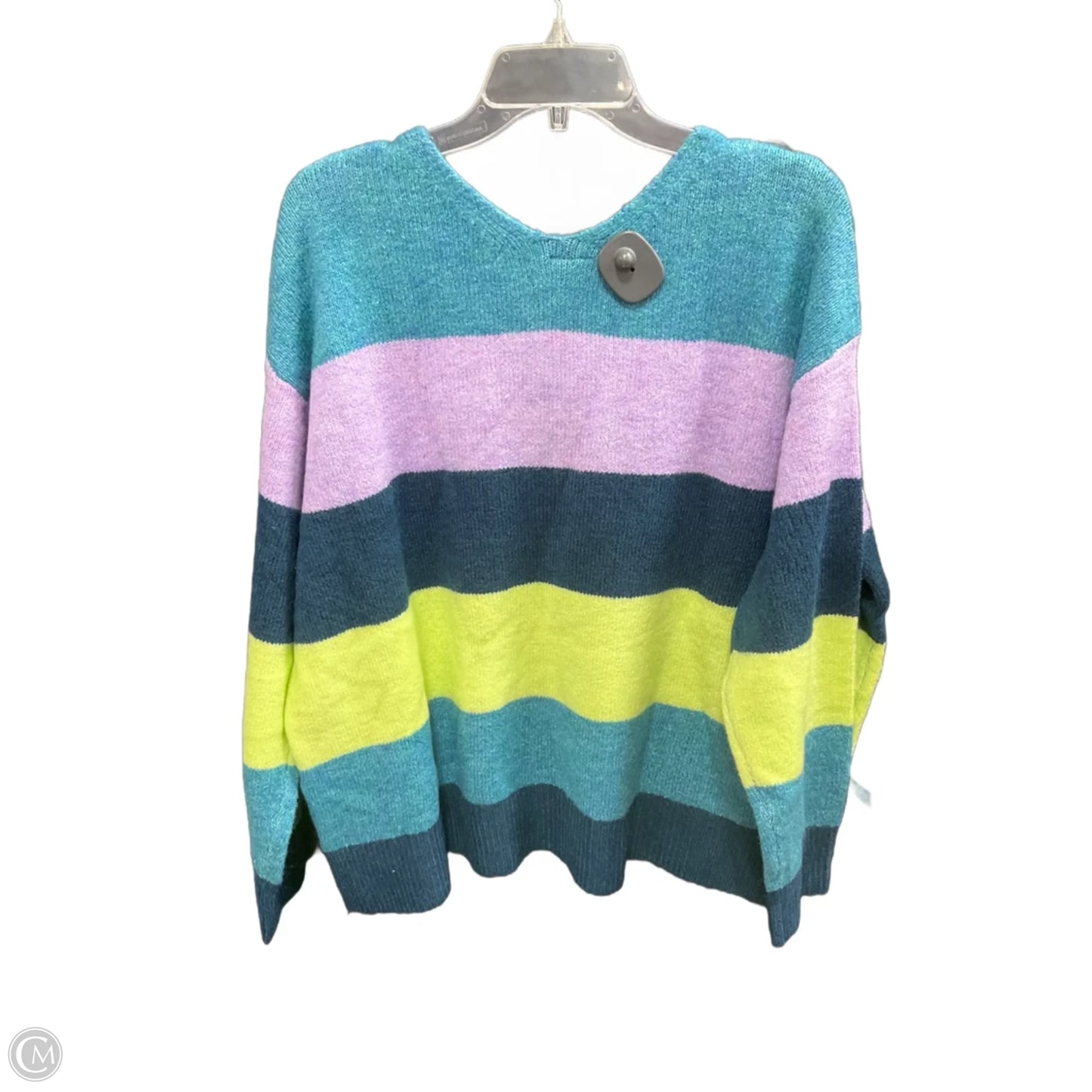 Sweater By Clothes Mentor In Green & Purple, Size: 2x
