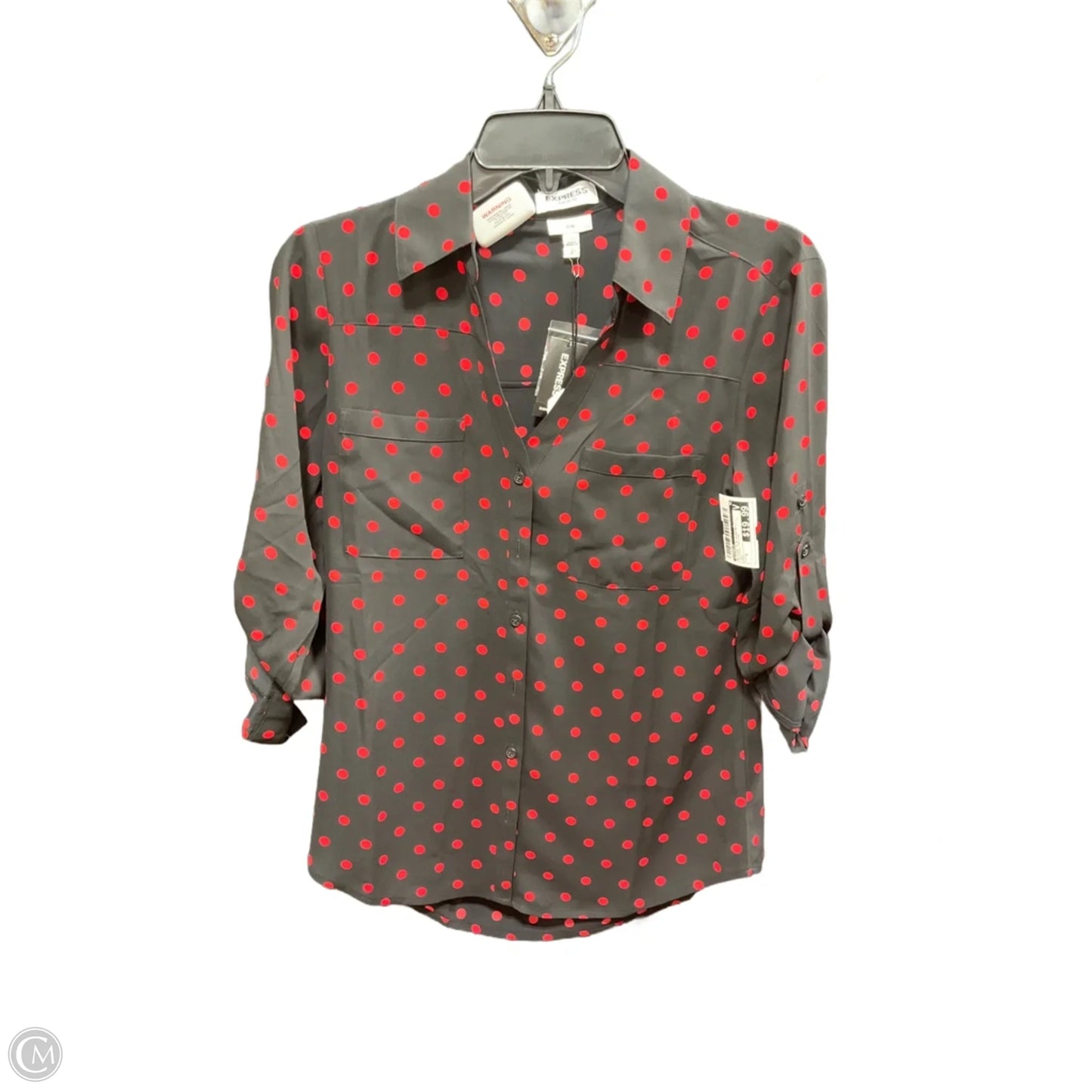 Blouse 3/4 Sleeve By Express In Polkadot Pattern, Size: S