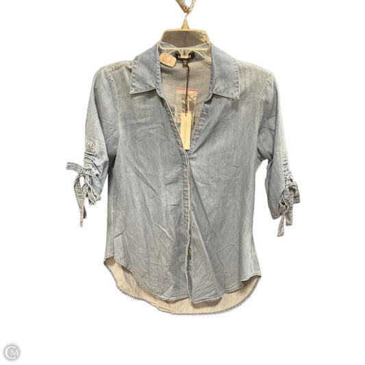 Top 3/4 Sleeve By Express In Blue Denim, Size: S