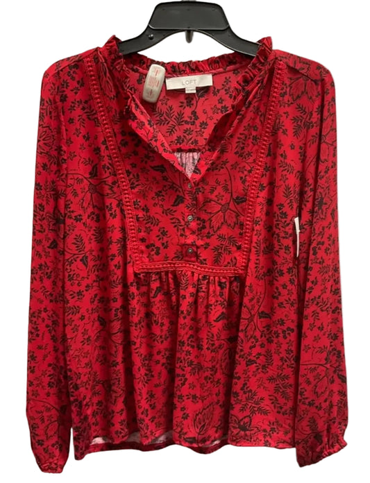 Top Long Sleeve By Loft In Red, Size: M