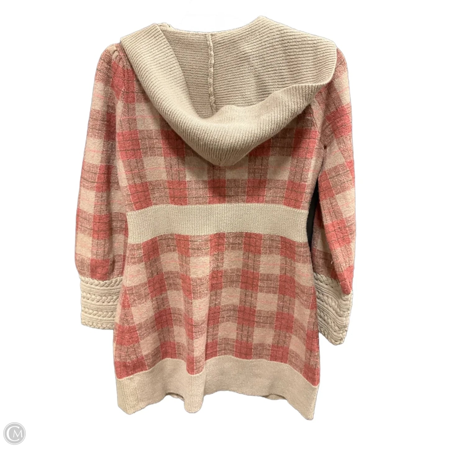 Sweater Cardigan By Cma In Plaid Pattern, Size: L