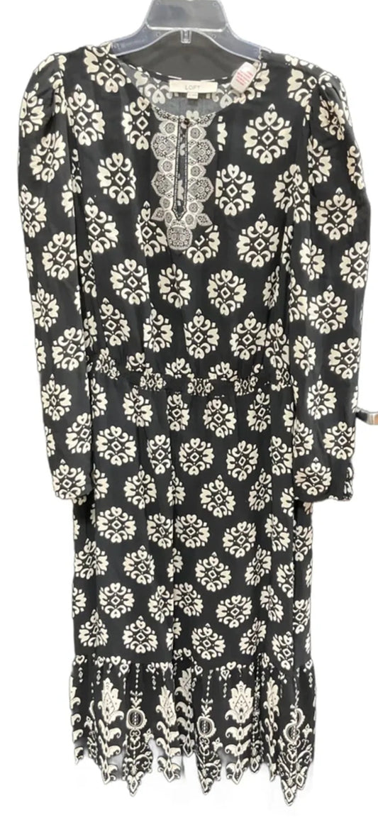 Dress Casual Maxi By Loft In Black & Cream, Size: Xxl