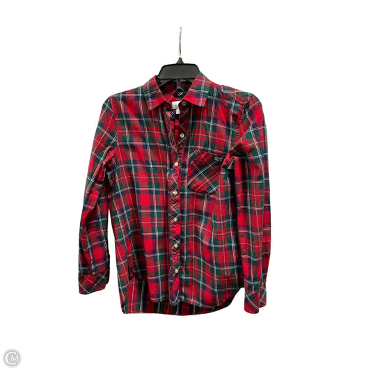 Blouse Long Sleeve By Vineyard Vines In Plaid Pattern, Size: Xs