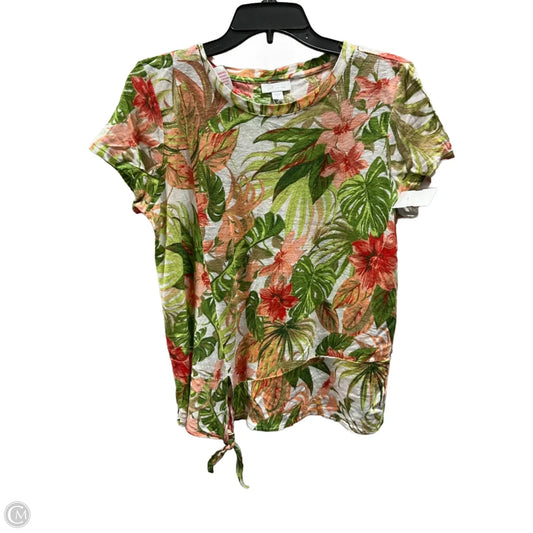 Top Short Sleeve Basic By J. Jill In Tropical Print, Size: S