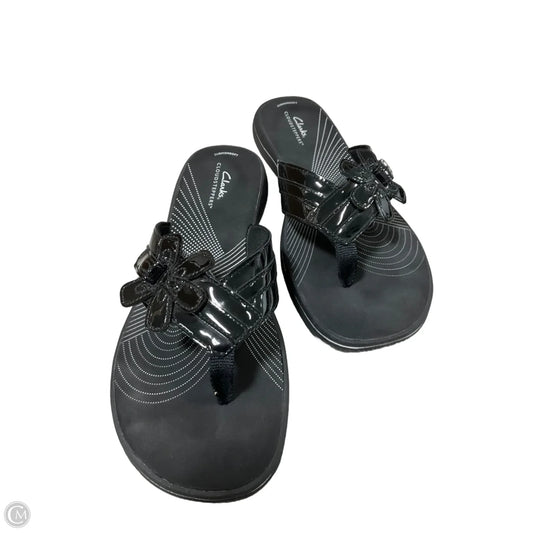 Sandals Flip Flops By Clarks In Black, Size: 11
